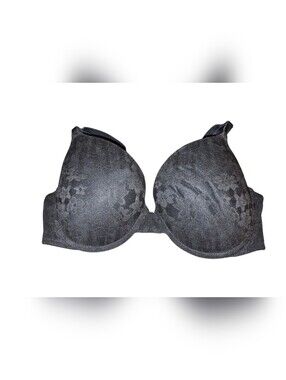 Pink Victoria Secret  Black Floral Lace Wear Everywhere Push-up Bra Size 36D